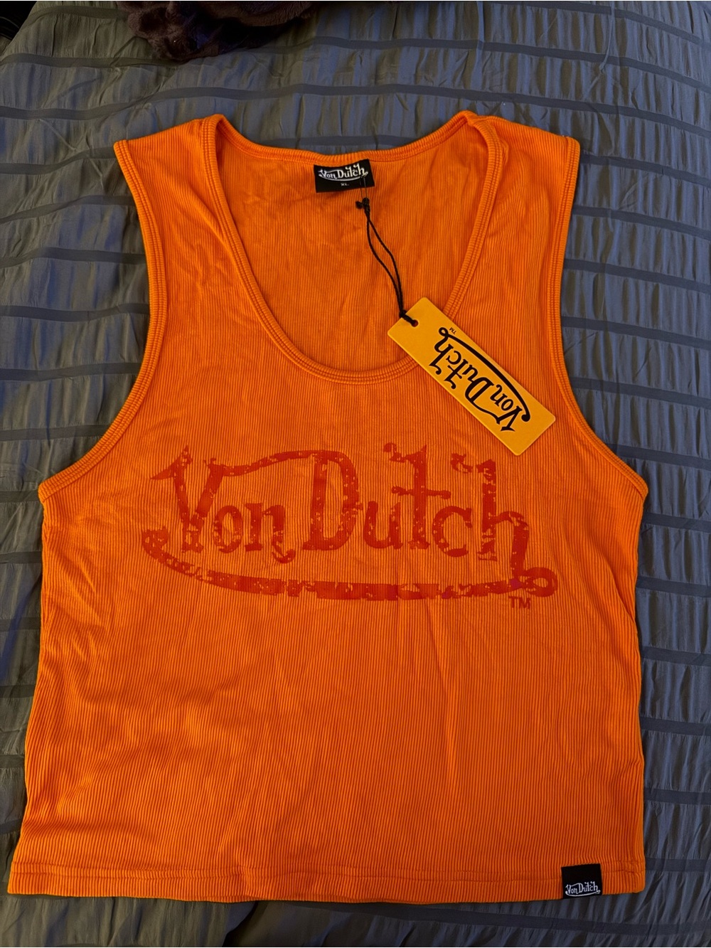 Von Dutch Orange Tank with Red Logo